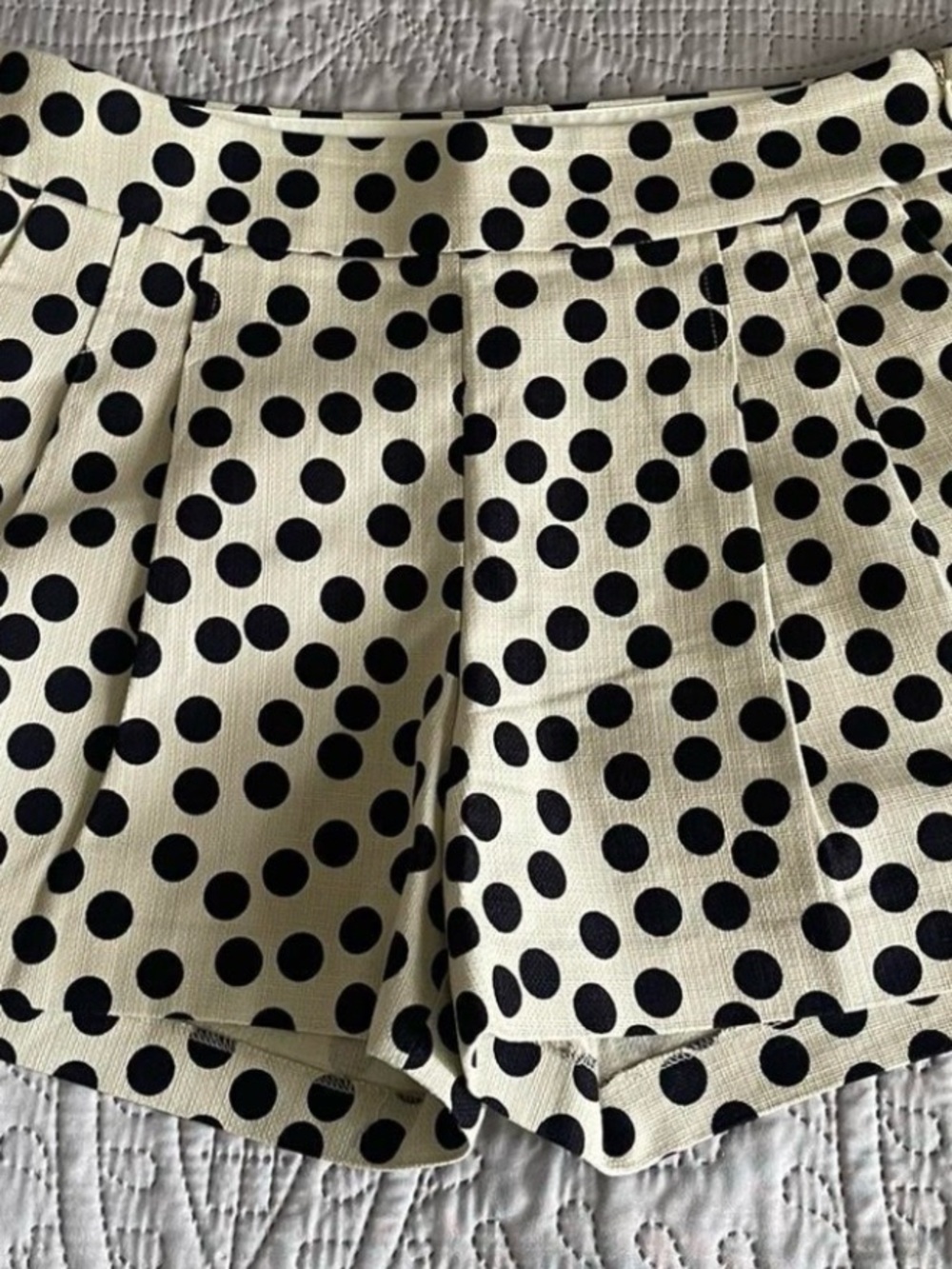 Like New-Mint Condition-J. Crew Cream and Black Polka Dot High-Waist Shorts